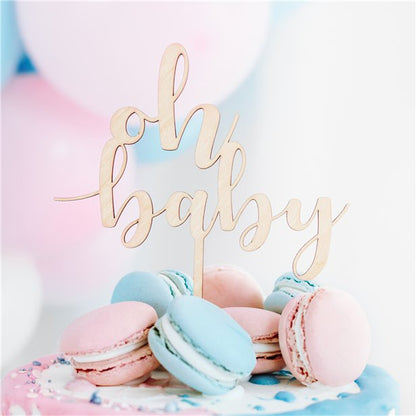 Wooden Oh Baby Cake Topper - 17cm
