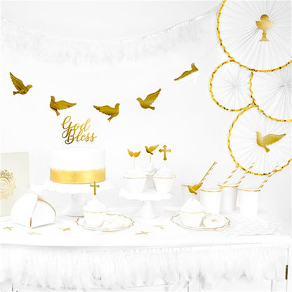 White & Gold Paper Fans (3pk)