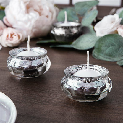 Silver Glass Candle Holder - 6cm
