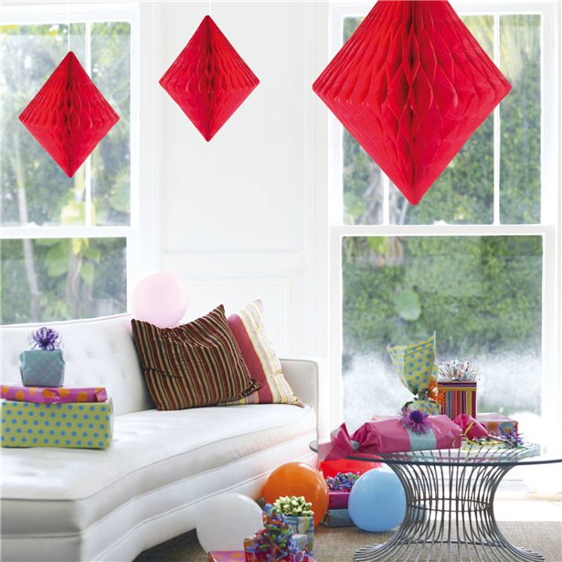 Red Honeycomb Diamond Decoration - 30cm – product image 2
