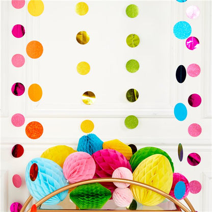 Multi Coloured Glitter Hanging String Decorations - 2.1m (6pk)