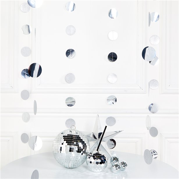 Silver Glitter Hanging String Decorations - 2.1m (6pk)