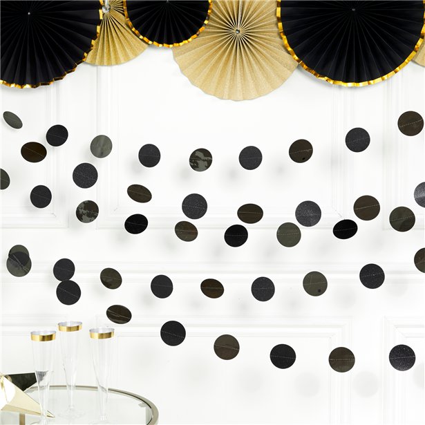 Black Glitter Hanging String Decorations - 2.1m (6pk)