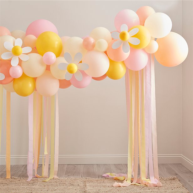 Happy Easter Spring Daisy Balloon Arch - 70 Balloons