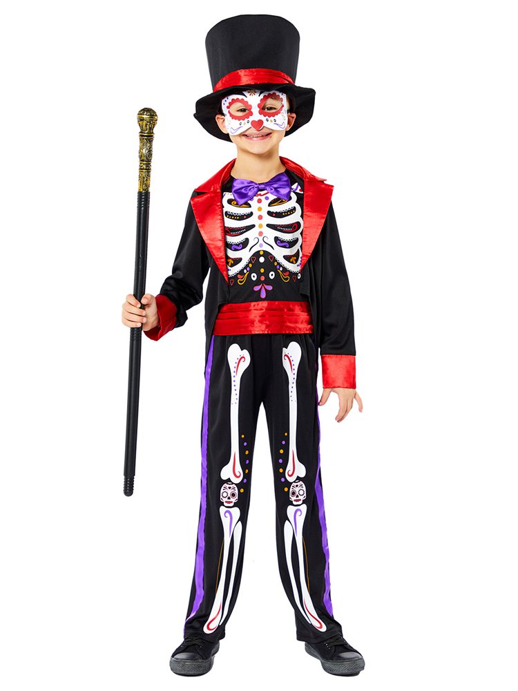 Dapper Day of The Dead Jumpsuit - Child Costume