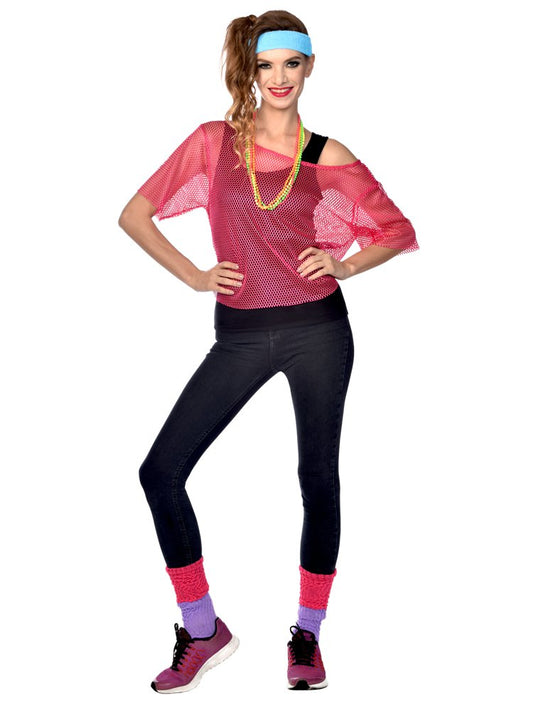 Pink 80s Mesh Shirt - Adult Costume