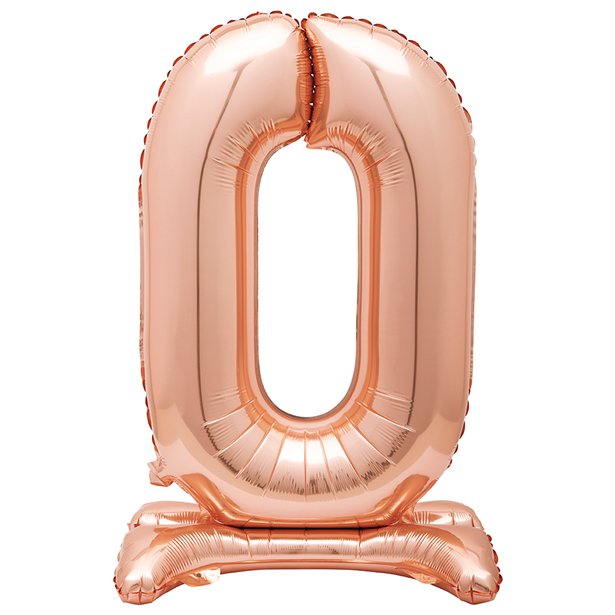 Rose Gold Standing Number Balloons - 30" Air Fill – number 0 – product image 2