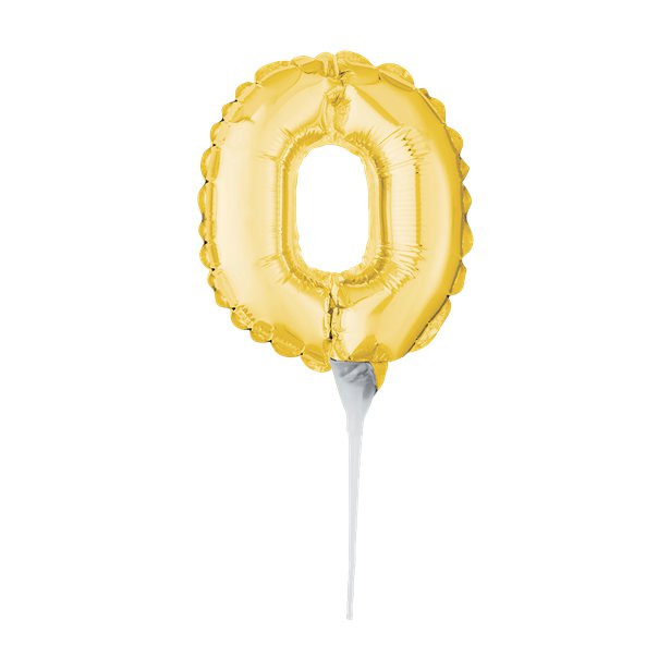 Air-Filled Gold Balloon Number 0 Cake Topper - 15cm – product image 1