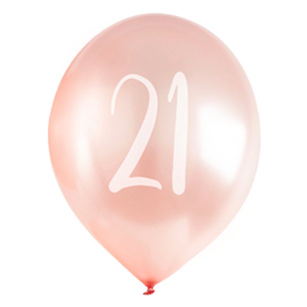 Rose Gold 21st Milestone Balloons - 12" Latex (5pk) – product image 2