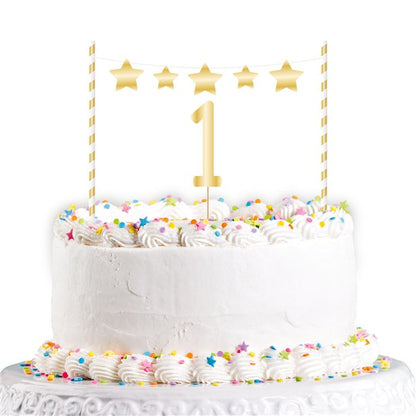 Gold 1st Birthday Cake Topper
