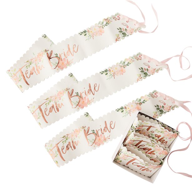 Floral Hen Party Team Bride Sashes (6pk) – product image 2