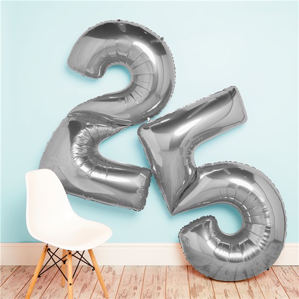 Silver Foil Number Balloons - 64"