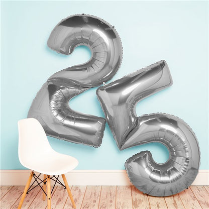Silver Foil Number Balloons - 64"