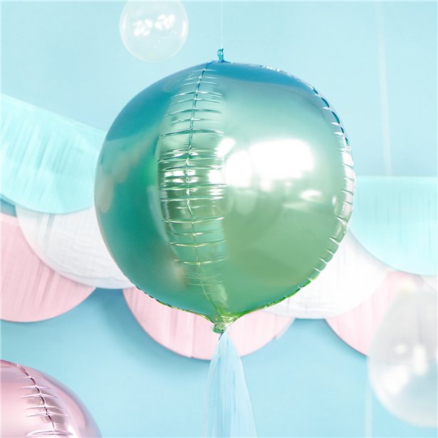 Blue & Green Ombre Foil Balloon Ball - 14" – product image 2