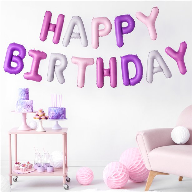 Pink & Lilac Mix Birthday Balloon Bunting - 3.4m – product image 2