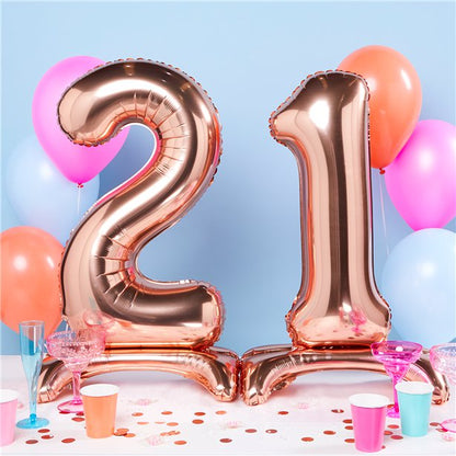 Rose Gold Standing Number Balloons - 30" Air Fill