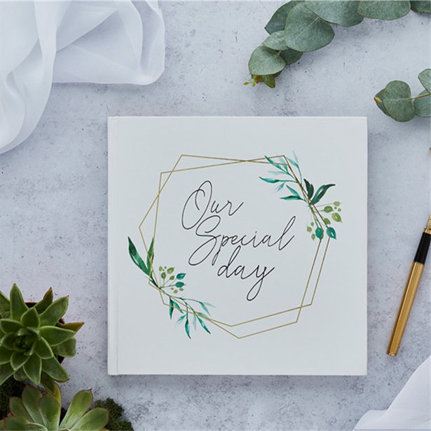 Geometric Greenery Wedding Guest Book – product image 2