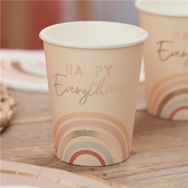 Happy Everything Natural Rainbow Birthday Party Cups (8pk) – product image 2