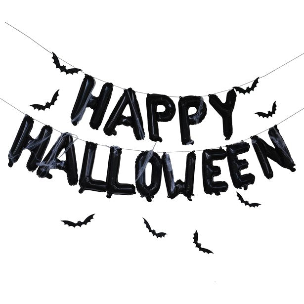 Happy Halloween Balloon Bunting with Webs & Bats – product image 2