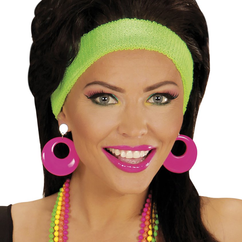 Neon Pink 80's Earrings – product image 2