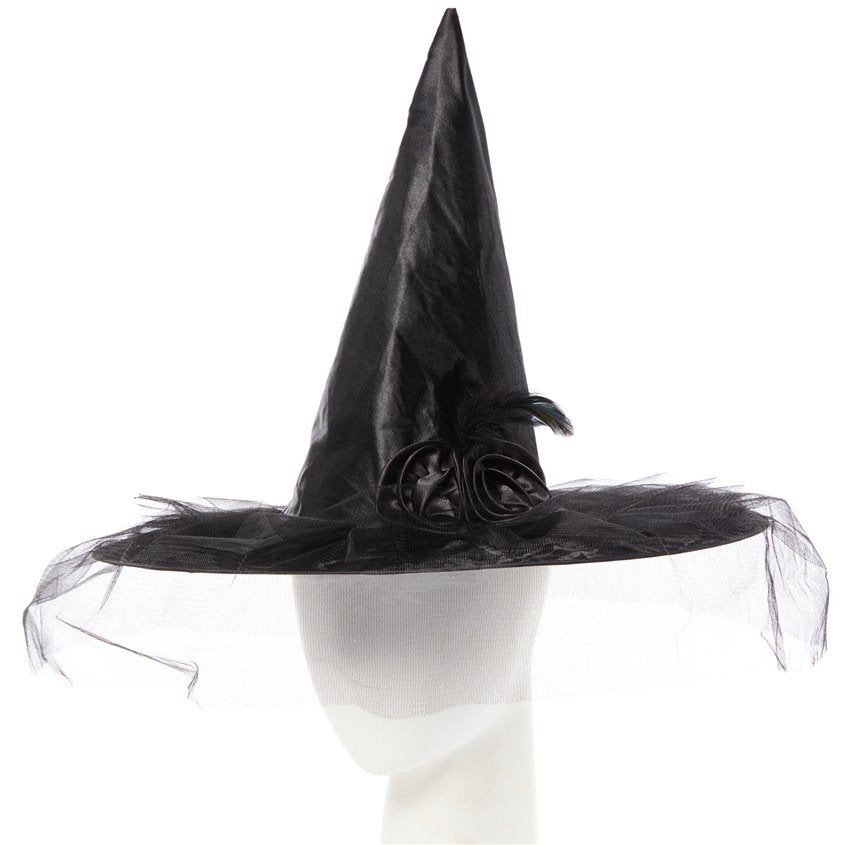 Black Witch hat with Flower – product image 3