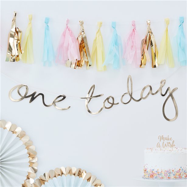 Pick & Mix Pastel Gold 'One Today' Banner - 1.5m