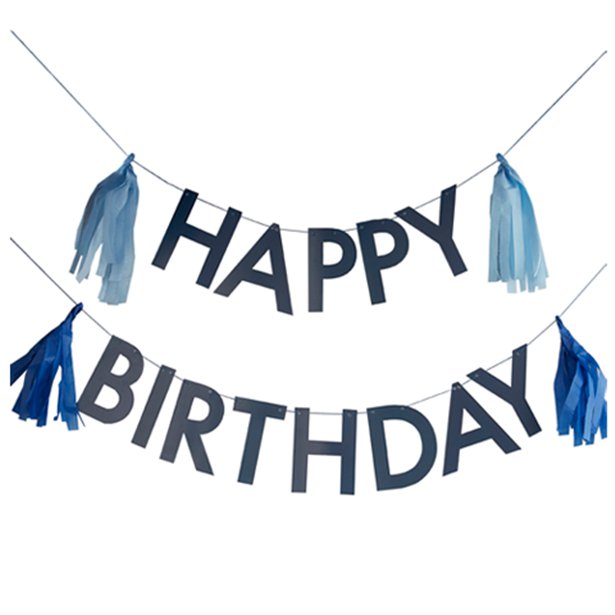 Mix It Up Blue Happy Birthday Tassel Bunting – product image 2