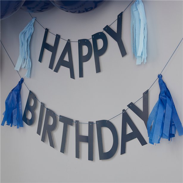Mix It Up Blue Happy Birthday Tassel Bunting – product image 3