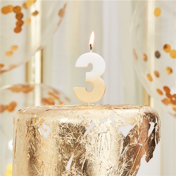 Gold Ombre Number 3 Candle - 5cm – product image 2