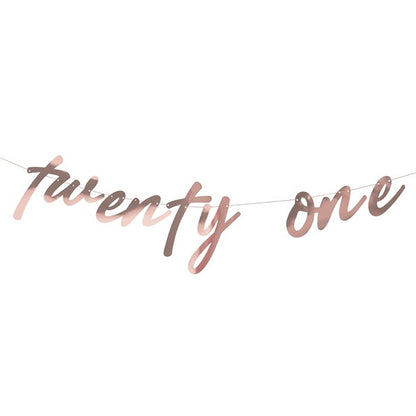 Mix It Up 'Twenty One' Rose Gold Paper Banner - 1.7m