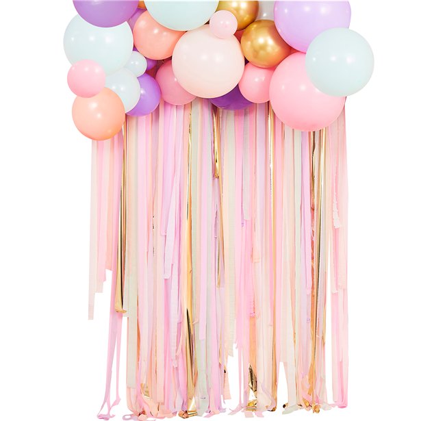 Mix It Up Pastel Streamer & Balloon Garland Backdrop Kit - 75 Balloons