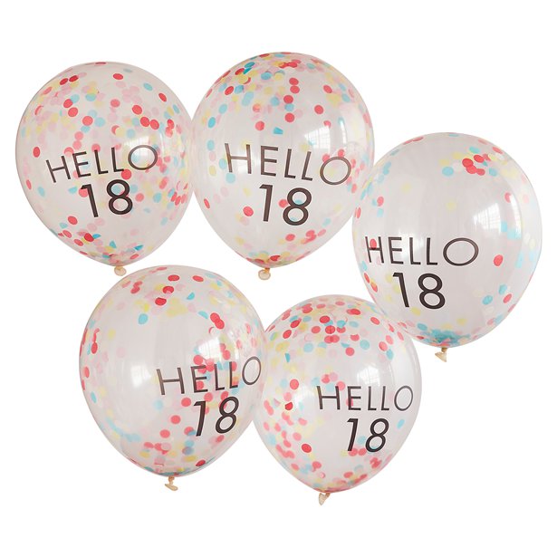 Hello 18 Mix It Up Brights Confetti Latex Balloons - 12" (5pk) – product image 2