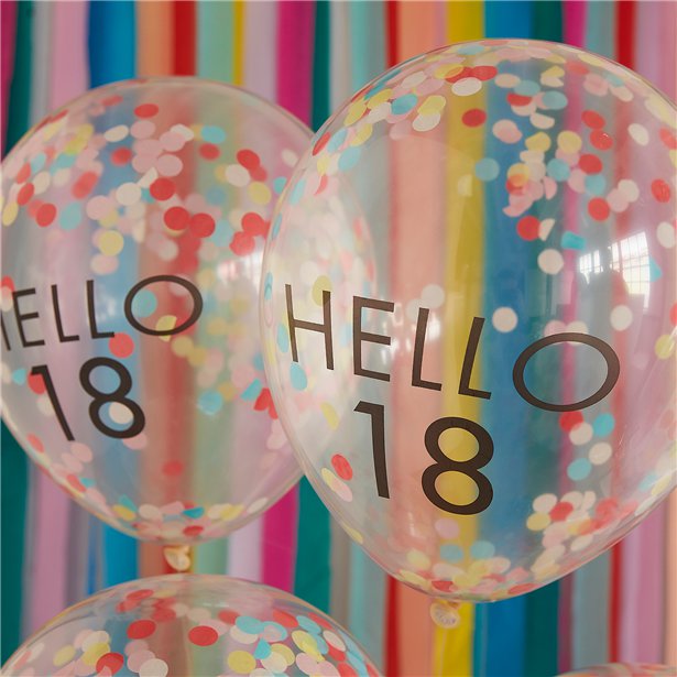 Hello 18 Mix It Up Brights Confetti Latex Balloons - 12" (5pk) – product image 3