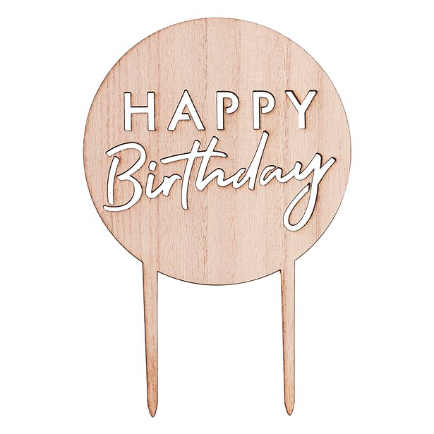 Wooden Happy Birthday Cake Topper – product image 2