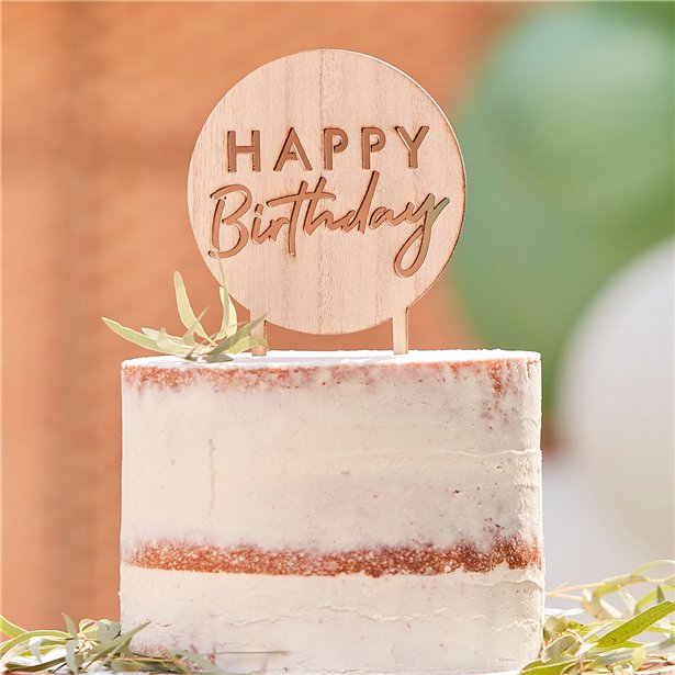 Wooden Happy Birthday Cake Topper – product image 3