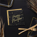 Happy New Year Black Metallic Napkins - 33cm (20pk) – product image 1