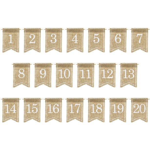 Rustic Hessian Table Numbers - 1-20 (20pk) – product image 2
