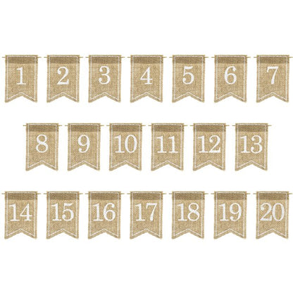 Rustic Hessian Table Numbers - 1-20 (20pk)