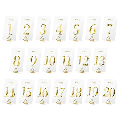 Transparent Gold Table Numbers - 1-20 (20pk)