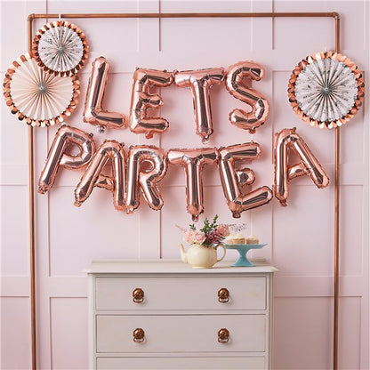 Rose Gold 'LETS PARTEA' Balloon Bunting