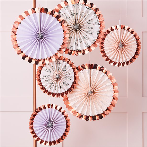 Rose Gold Floral Fan Decoration Kit (6pk)