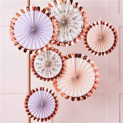 Rose Gold Floral Fan Decoration Kit (6pk)
