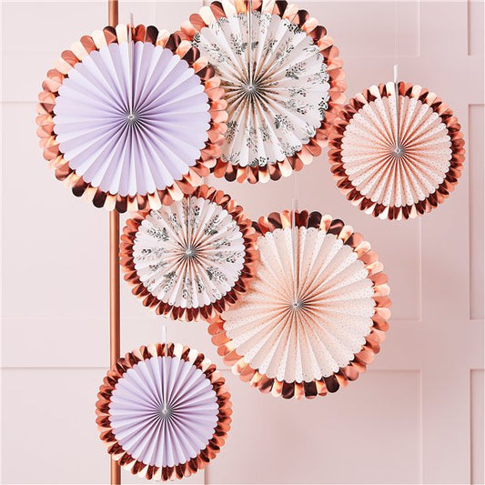 Rose Gold Floral Fan Decoration Kit (6pk)