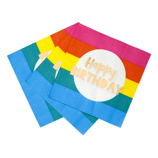 Rainbow 'Happy Birthday' Paper Napkins - 33cm (16pk) – product image 2