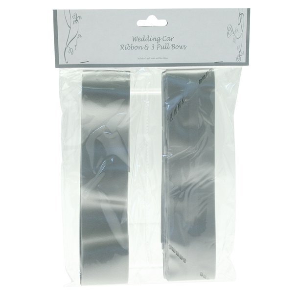Silver Wedding Car Ribbon & Bows Kit - 9m