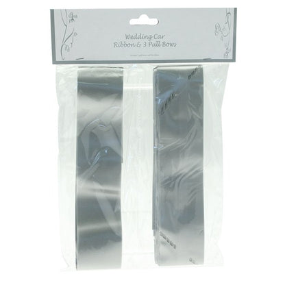 Silver Wedding Car Ribbon & Bows Kit - 9m