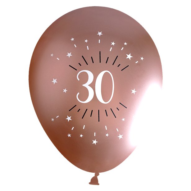 Sparkling Rose Gold 30th Latex Balloons - 12" (6pk)