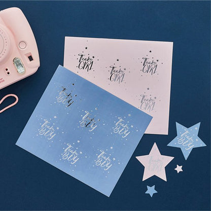 Gender Reveal Team Boy & Team Girl Stickers (24pk)