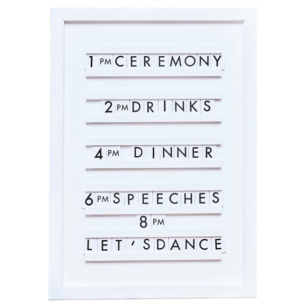 A Touch Of Pampas White Framed Letter Board