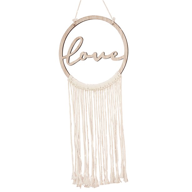 Wooden Love Macrame Wall Hanging Hoop – product image 2